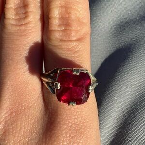 Vintage Silver Ring with Ruby Gemstone